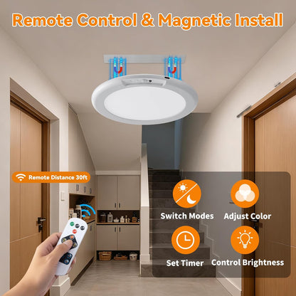 💡Rechargeable Magnetic Wireless Motion Sensor Ceiling Light with Remote