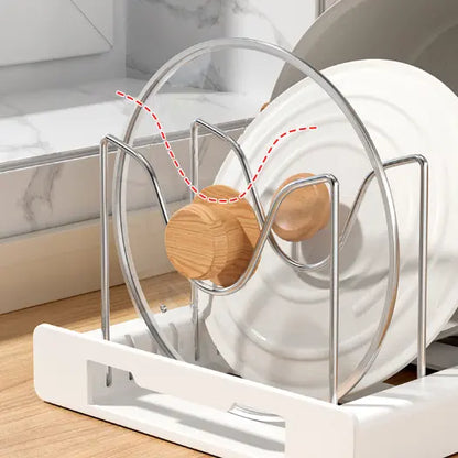 Pot Lid Organizer Rack - 7 Compartment Kitchen Utensils Holder