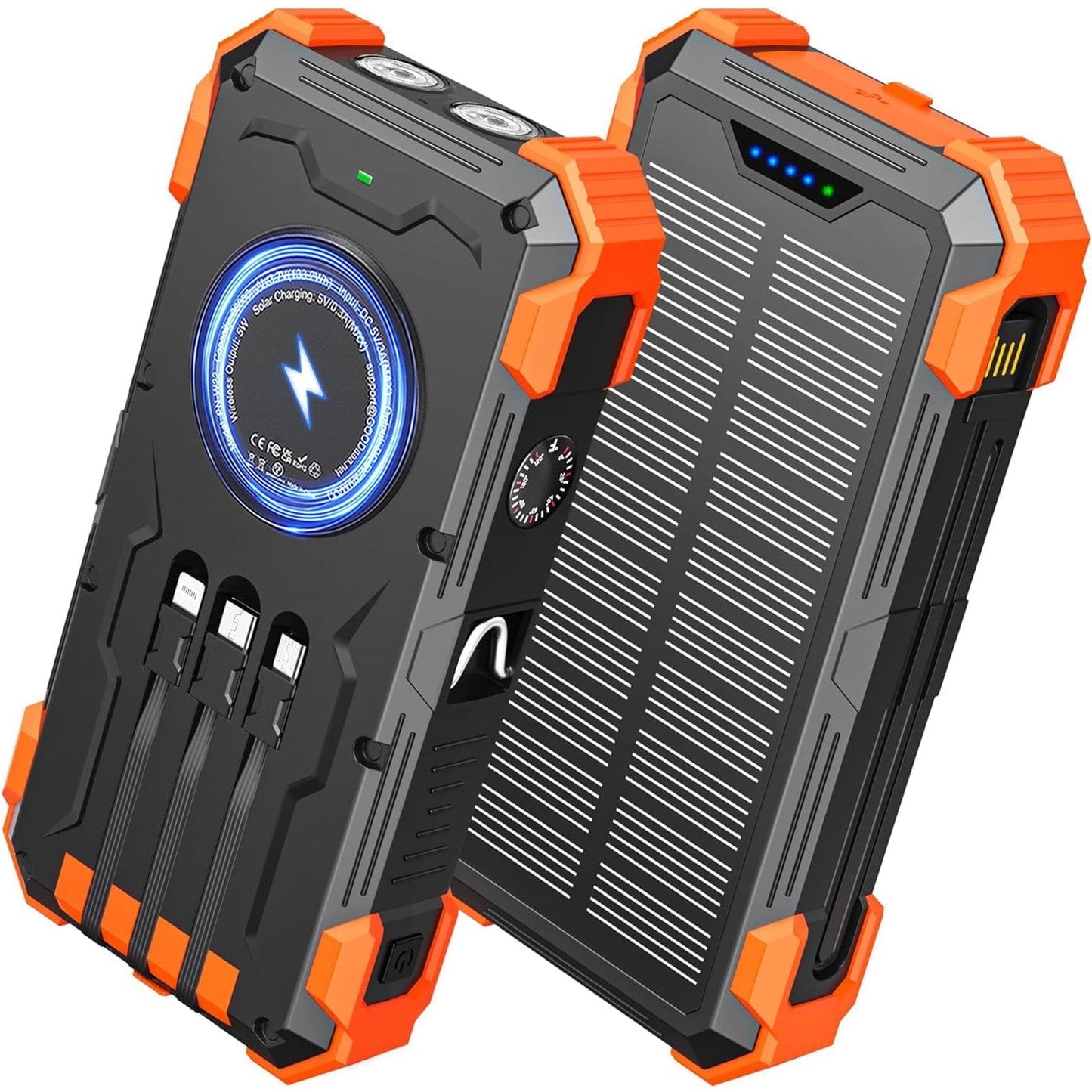 2026 Must-Have: Massive Capacity Power Bank for Emergency & Survival（49800mAh Solar Charger Power Bank with 4 Cables）
