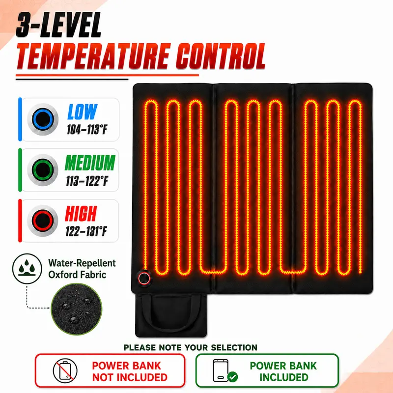 🔥 Portable Foldable Heated Seat Cushion – USB-Powered with 3 Heat Settings