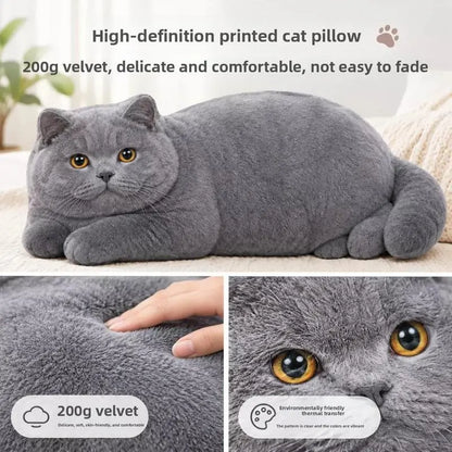 Realistic British Shorthair Cat Plush Throw Pillow