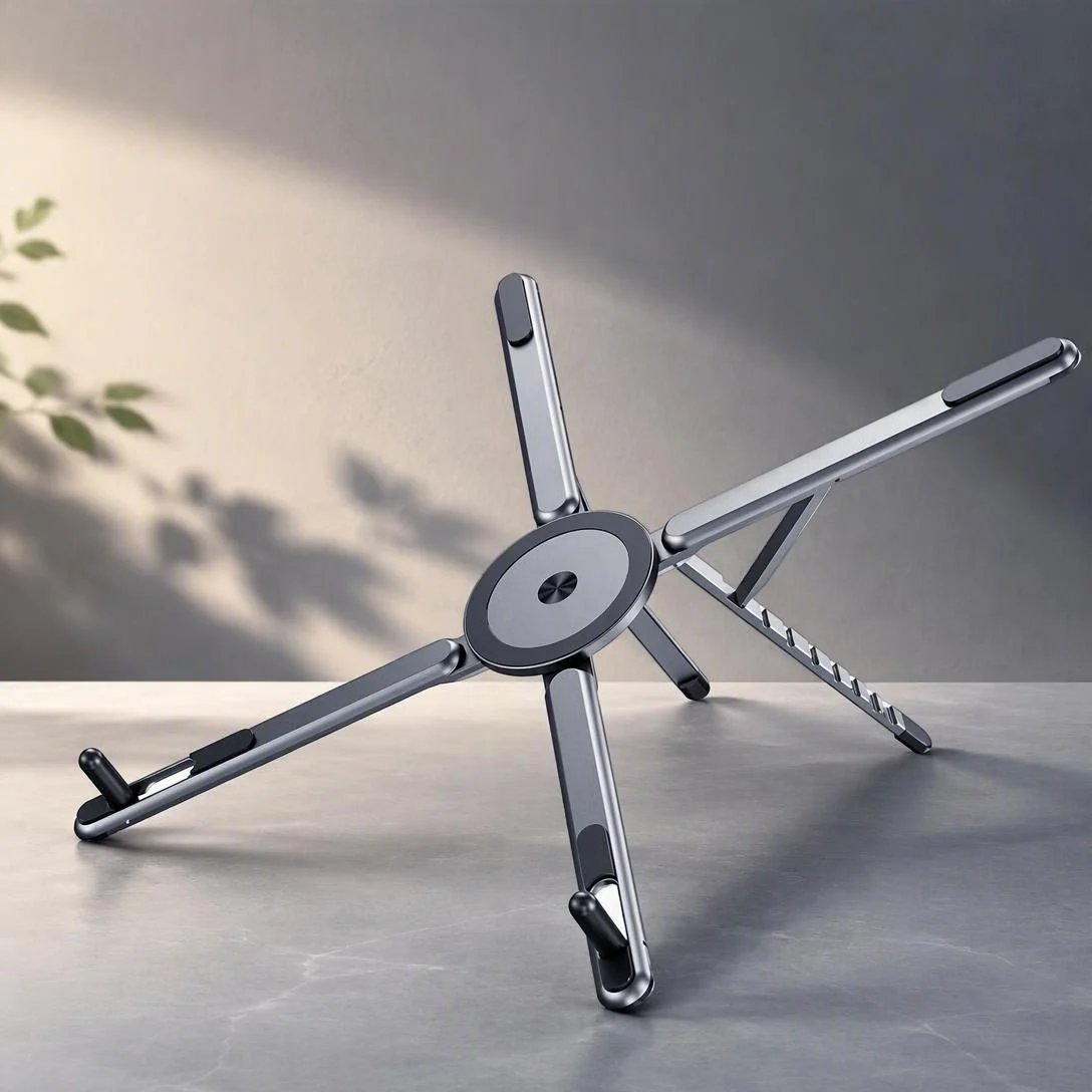 📱💻 2-in-1 Magnetic Phone & Laptop Stand – Foldable Aluminum Alloy Desk Mount ✨