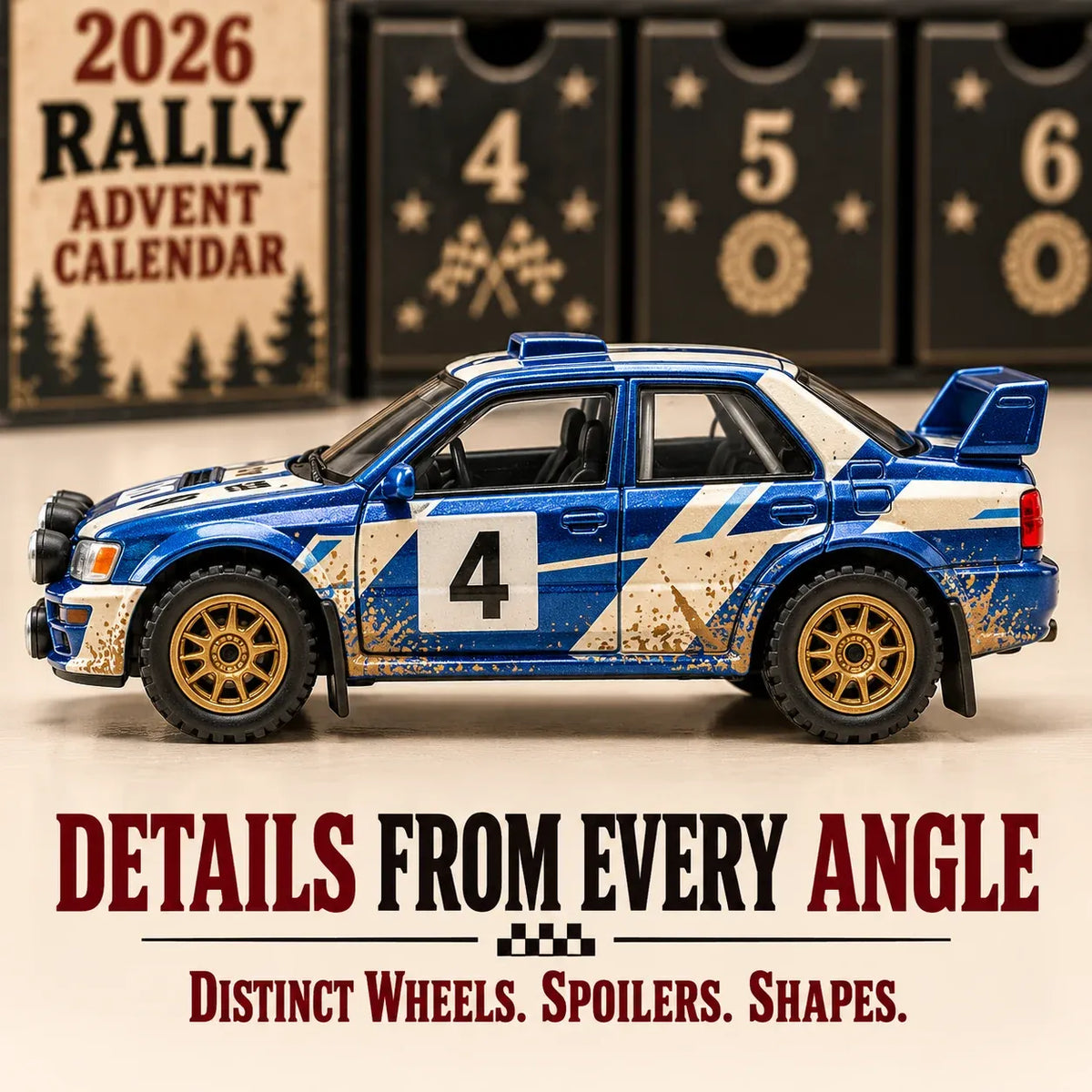 🏎️ Rallye-Adventskalender 2026 – 24 Tage voller Tempo & Action, 24 Rallyeautos zum Sammeln
