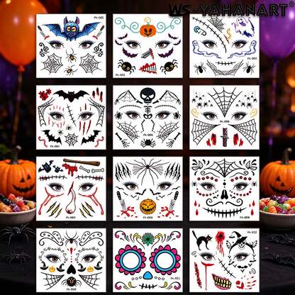 Skull Temporary Face Tattoos