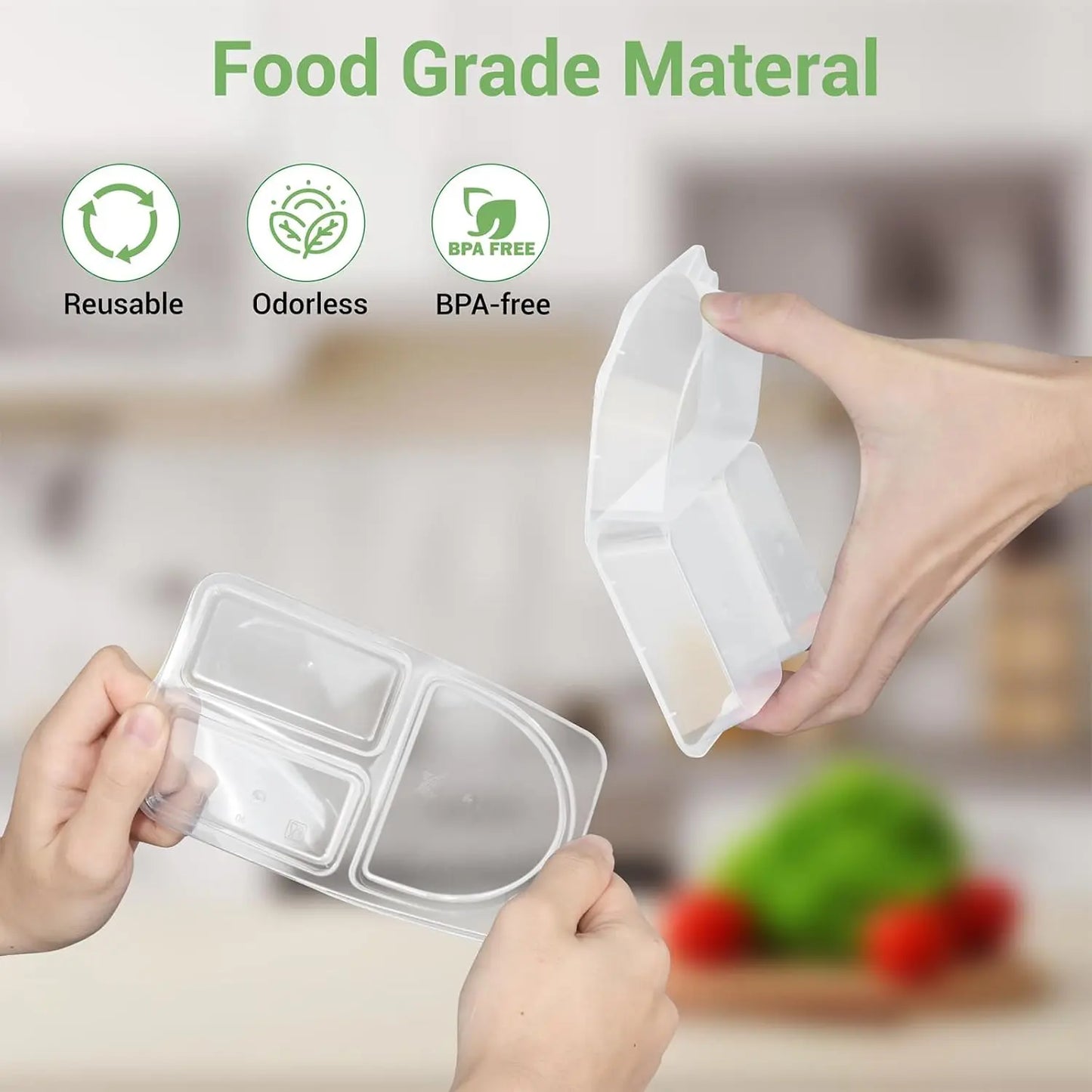 🍱 Dual Compartment Disposable Food Containers – Leakproof Takeout Boxes with Sauce Compartments