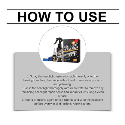 Headlight Restorer Kit – 2-Step Cleaner & UV Shield | Removes Yellow Haze, Restores Clarity