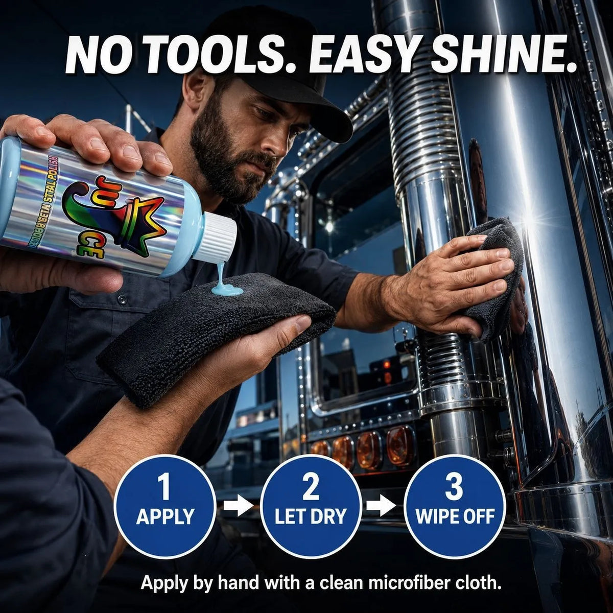 Easy metal polish application on truck