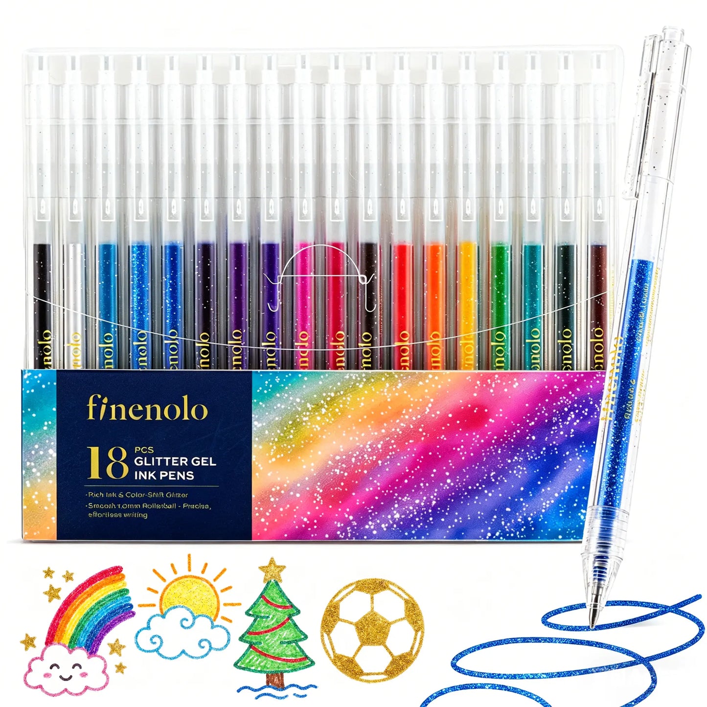 🔥Hot Selling Retractable Glitter Sparkle Gel Pens 1.0mm Fine Tip, Large Capacity Gel Pen Set for Art Journal & Hand Lettering