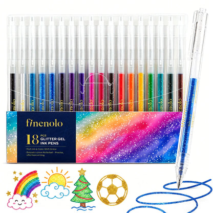 🔥Hot Selling Retractable Glitter Sparkle Gel Pens 1.0mm Fine Tip, Large Capacity Gel Pen Set for Art Journal & Hand Lettering