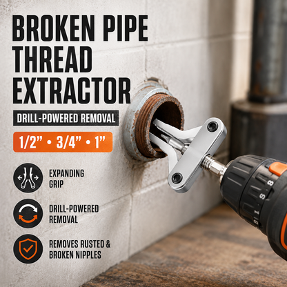 Broken Pipe Thread Extractor, Universal 1/2" 3/4" 1" Pipe Nipple Remover, Drill Powered Broken Thread Removal Tool for Rusty Faucet & Pipe Nipples