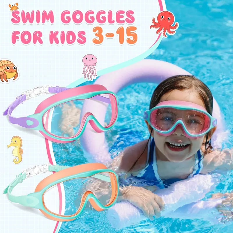 MARISUN Kids Swim Goggles 2-Pack | Ages 3-15 | Anti-Fog UV Protection | HD Clear Vision