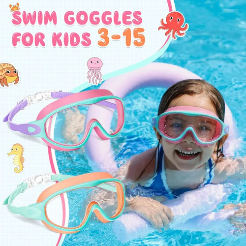 MARISUN Kids Swim Goggles 2-Pack | Ages 3-15 | Anti-Fog UV Protection | HD Clear Vision