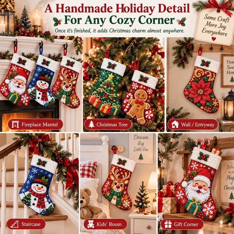 🎄 DIY Diamond Painting Christmas Stocking Kit