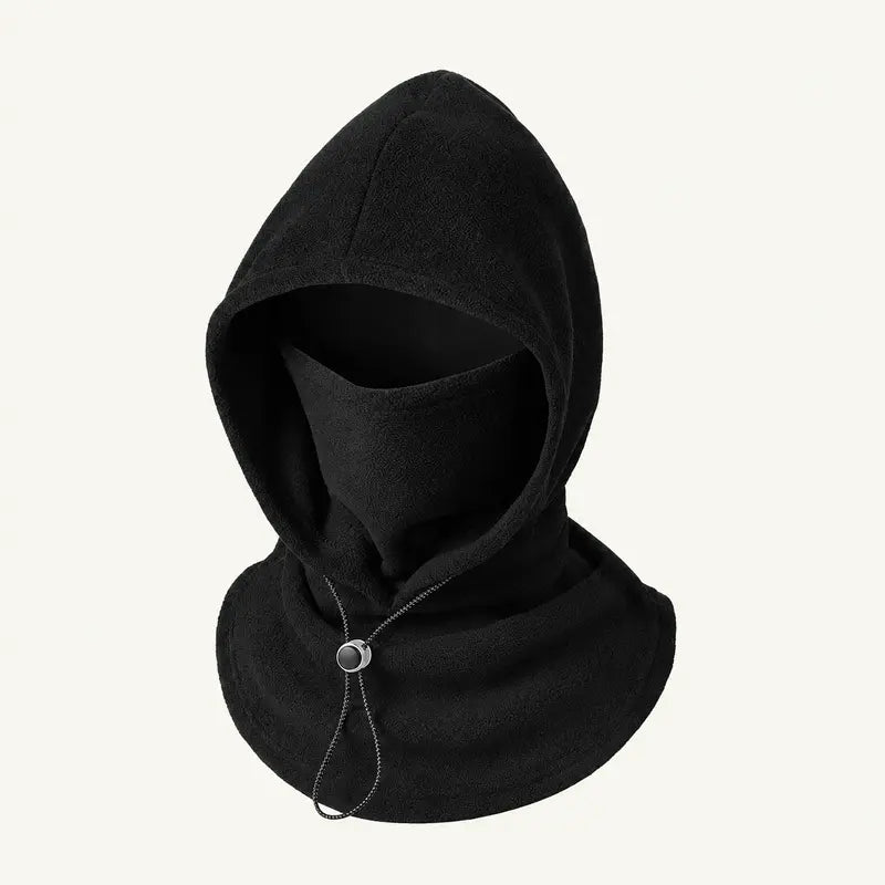 Unisex Cold Weather Fleece Balaclava Hat - Thick Fleece Linings, Windproof Full Face Cover with Hood & Neck Gaiter