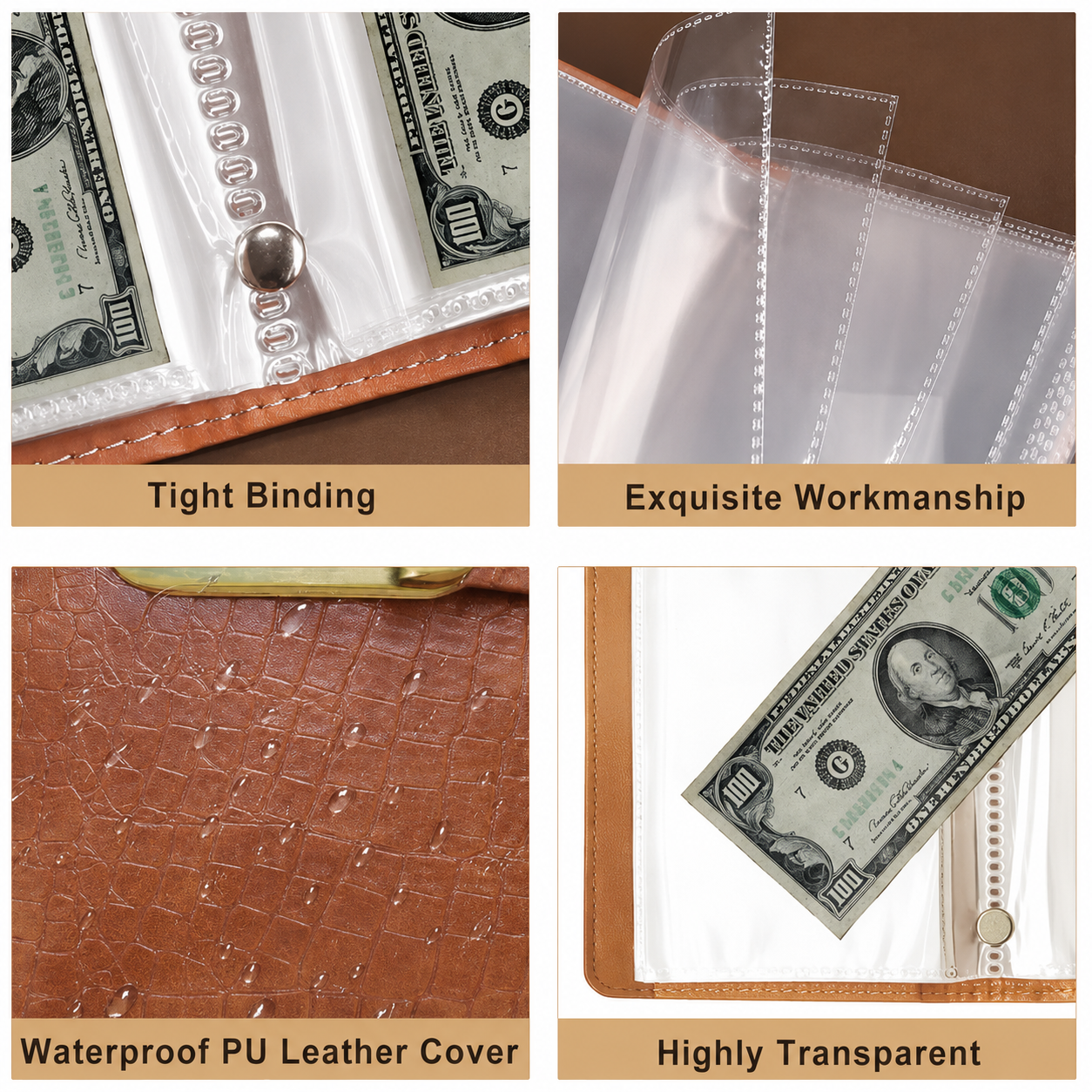 🔒100 Transparent Pocket Currency Collectors Album