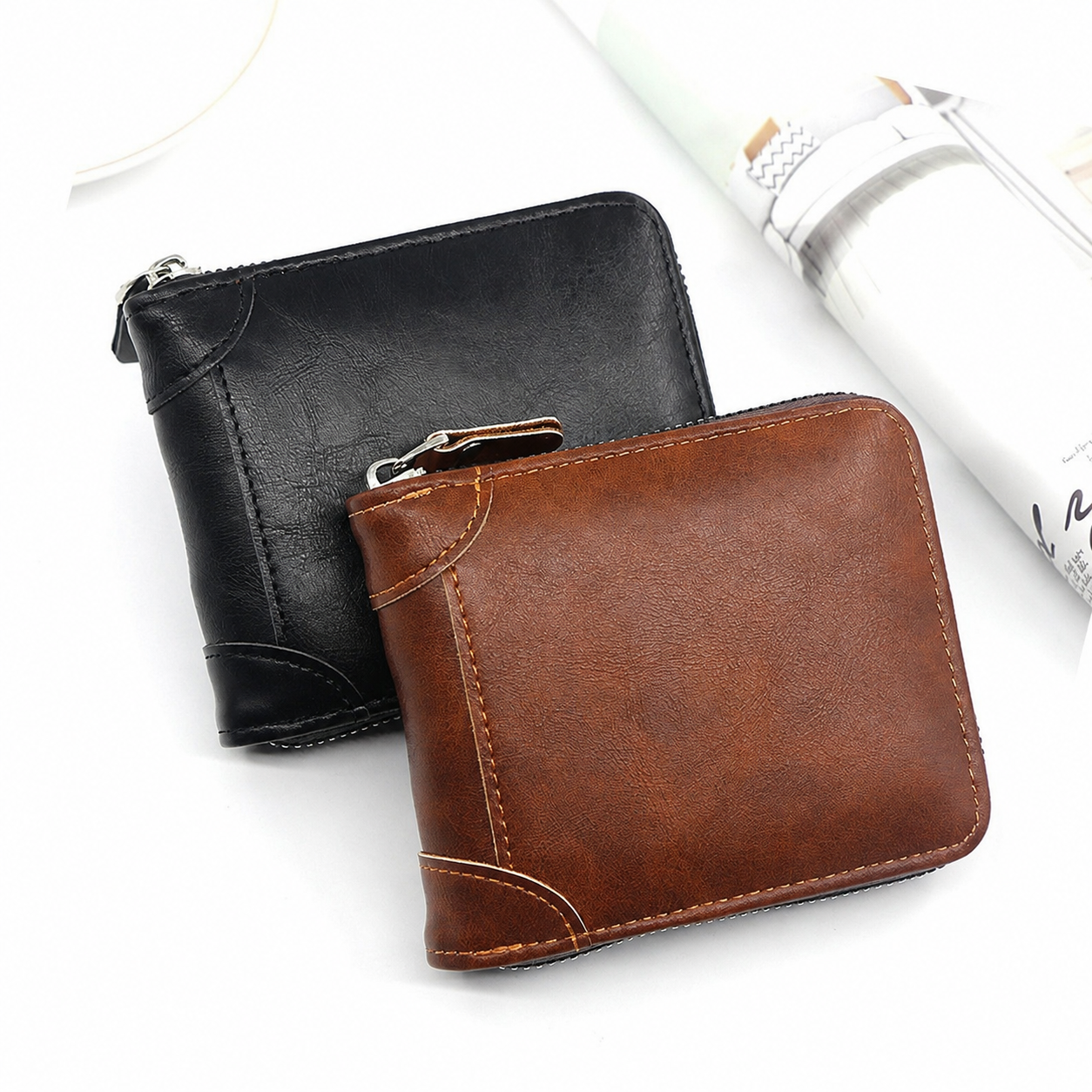 🔥LAST DAY 49% OFF🔥💼 Vintage Zip Wallet, Bifold Card Coin Purse