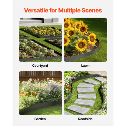 Galvanized Steel Garden Edging – 5-Pack, Flexible & Rust-Resistant Landscape Borders