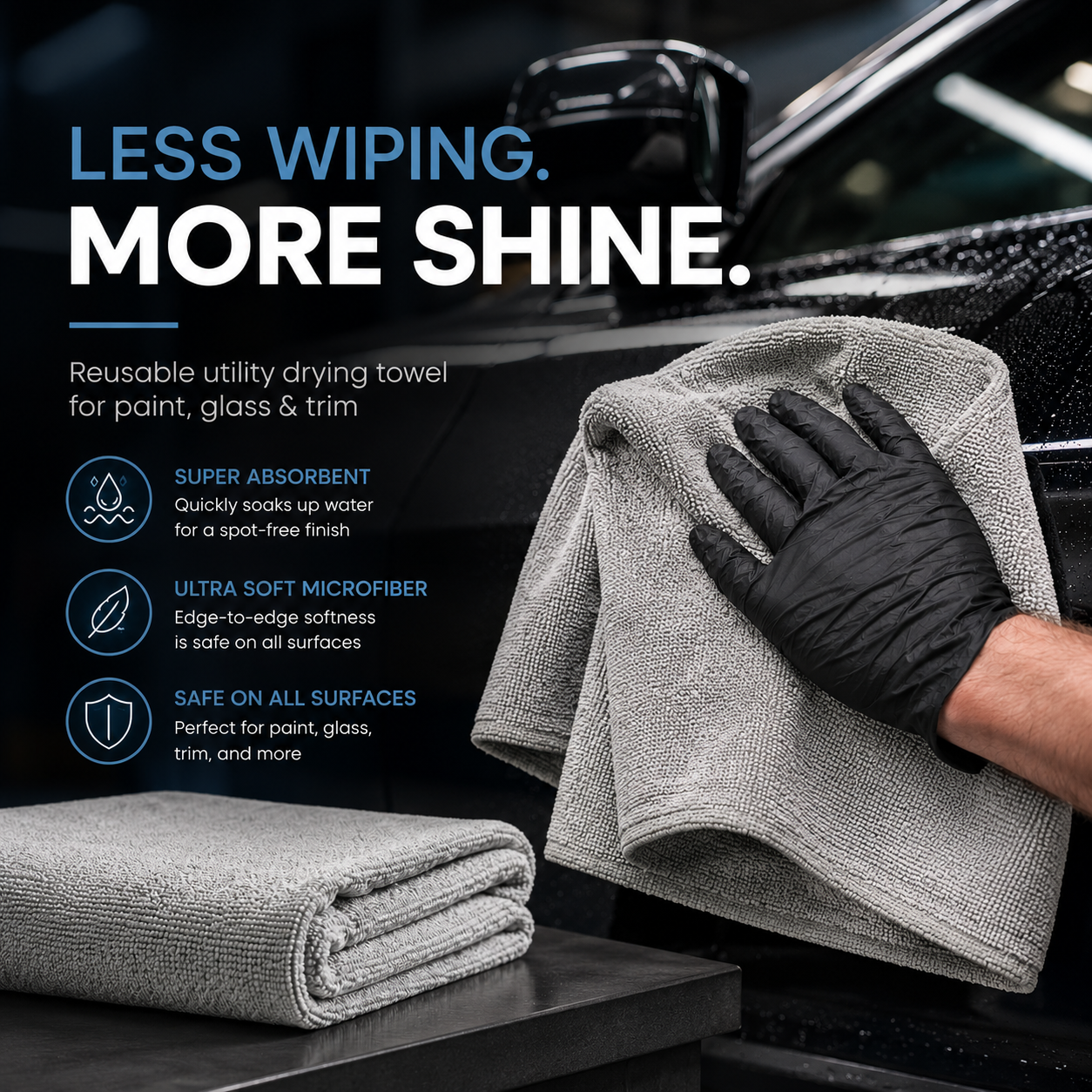 Ultra Absorbent Microfiber Drying Towels – Scratch-Free Car Detailing Cloth for Paint, Glass & Trim
