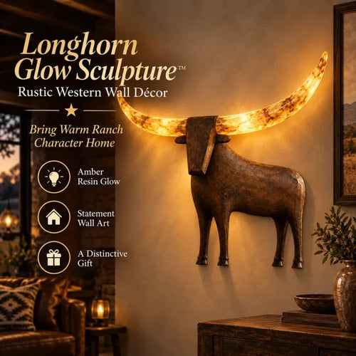 💥Hot Sale 50% Off ✨Illuminated Longhorn Wall Sculpture – Rustic Western LED Wall Decor🎁