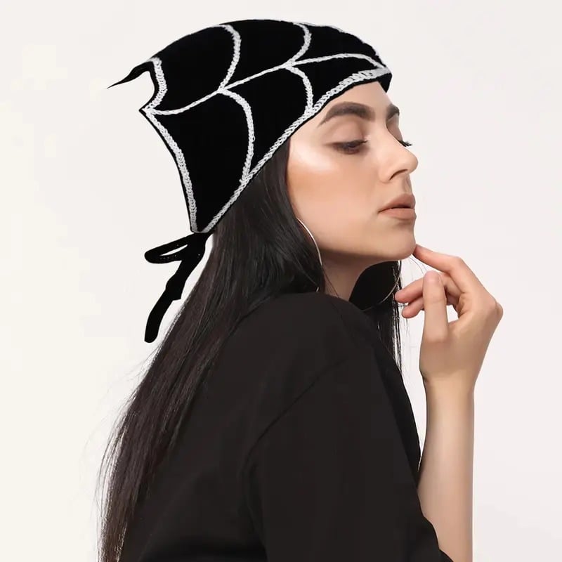 🕷️ Halloween Spider Web Knit Headscarf 🕷️