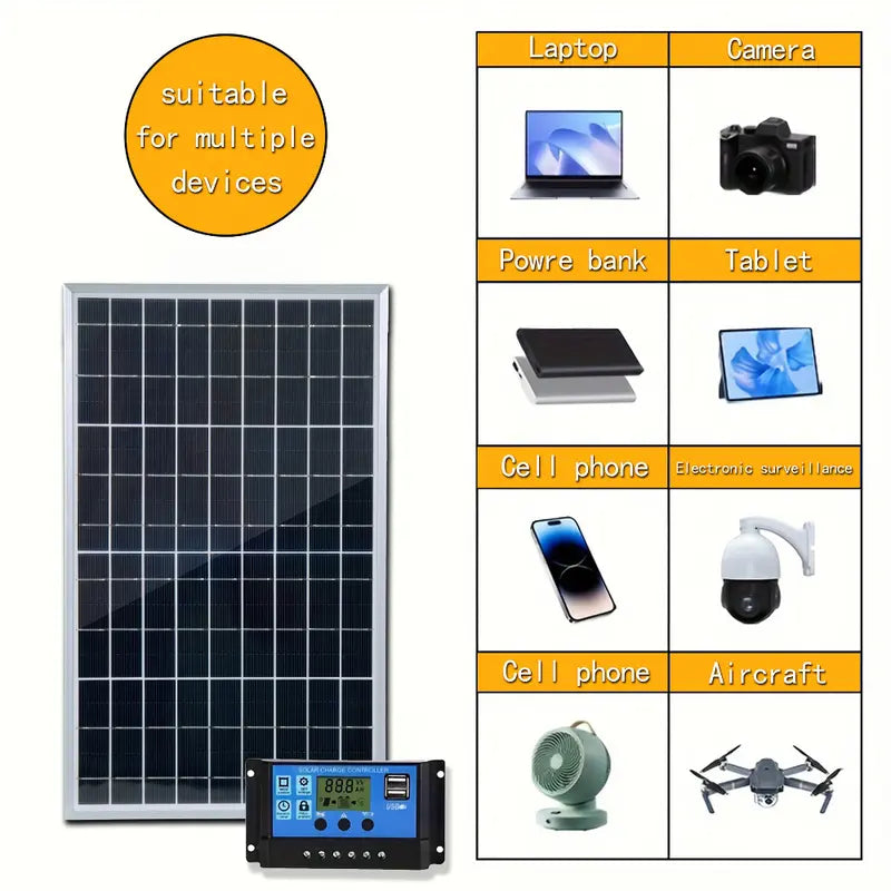 1 Set 12V Portable Flexible Solar Panels Kit with 100A High-Efficiency Controller