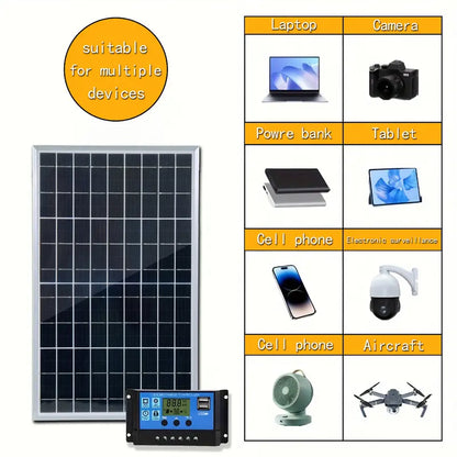 1 Set 12V Portable Flexible Solar Panels Kit with 100A High-Efficiency Controller