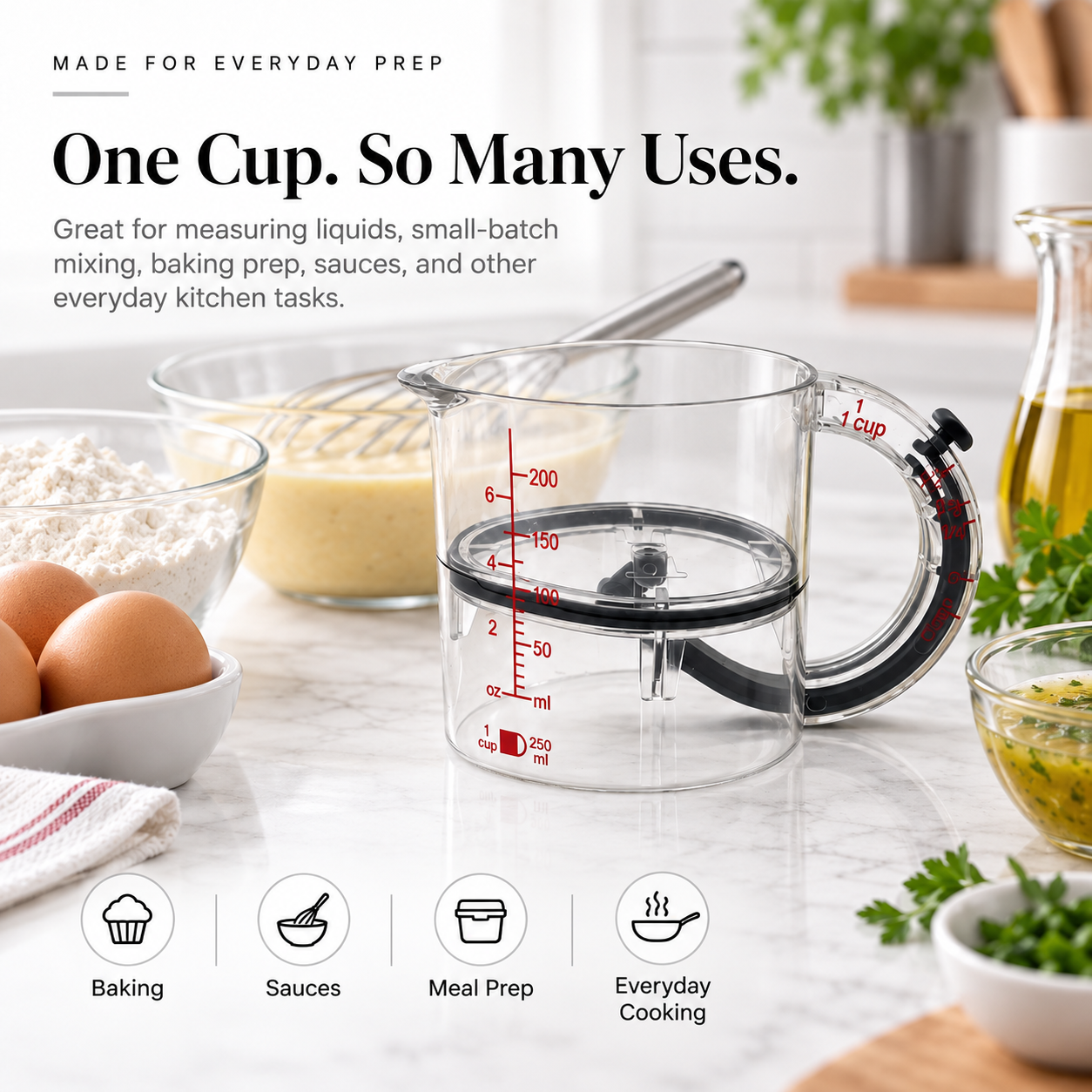 🥄 4-in-1 Adjustable Measuring Cup – One Cup for Every Recipe