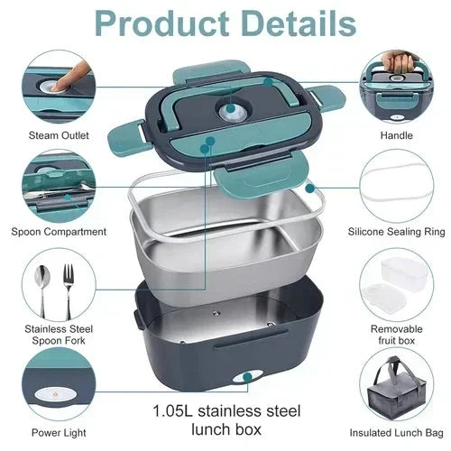 🍱 50% OFF! Portable Electric Heating Lunch Box – 1.5L, Home & Car Use 🔥