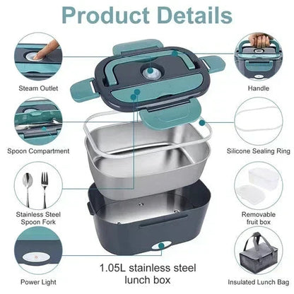 🍱 50% OFF! Portable Electric Heating Lunch Box – 1.5L, Home & Car Use 🔥