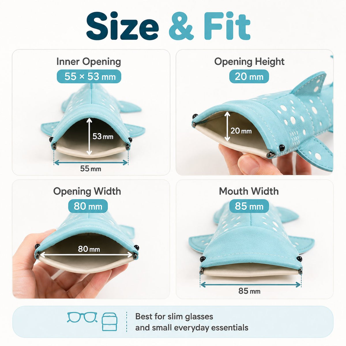 🦈🌊Cute Whale Shark Shaped Pouch | Novelty PU Leather Glasses & Small Essentials Storage Bag 🌊