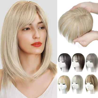 💥Superior Quality-Natural Hair Toppers With Bangs For Women
