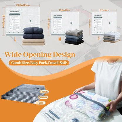 [2026 Upgraded] Cordless Travel Vacuum Bag Set Vacuum Bags for Travel with Rechargeable air Pump