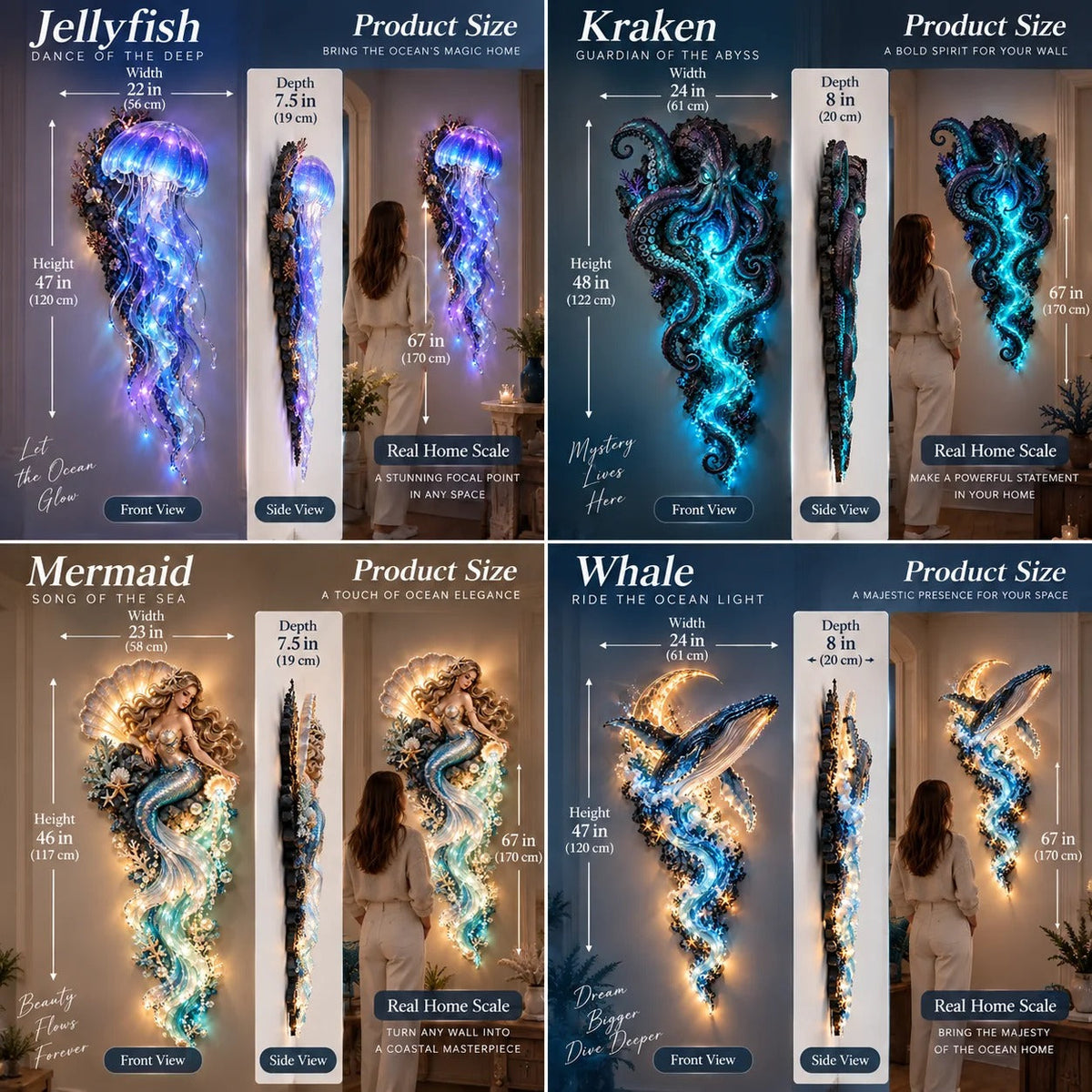 ⏰Limited Stock 50% OFF - 🌊✨ Enchanted Ocean Legends™ Lighted Wall Décor Collection 🐋🧜‍♀️