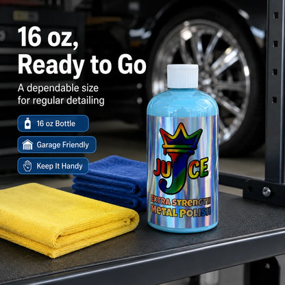 🚗All-in-one Metal Polish Kit – 16oz High-Performance Cleaner with Microfiber & Denim Rags