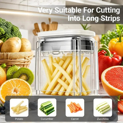 🔥Fingersafe French Fry Cutter – Stainless Steel Potato Slicer with Detachable Interchangeable Blades