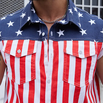 🦅4th of July Men’s and Women's American Flag Denim Vest