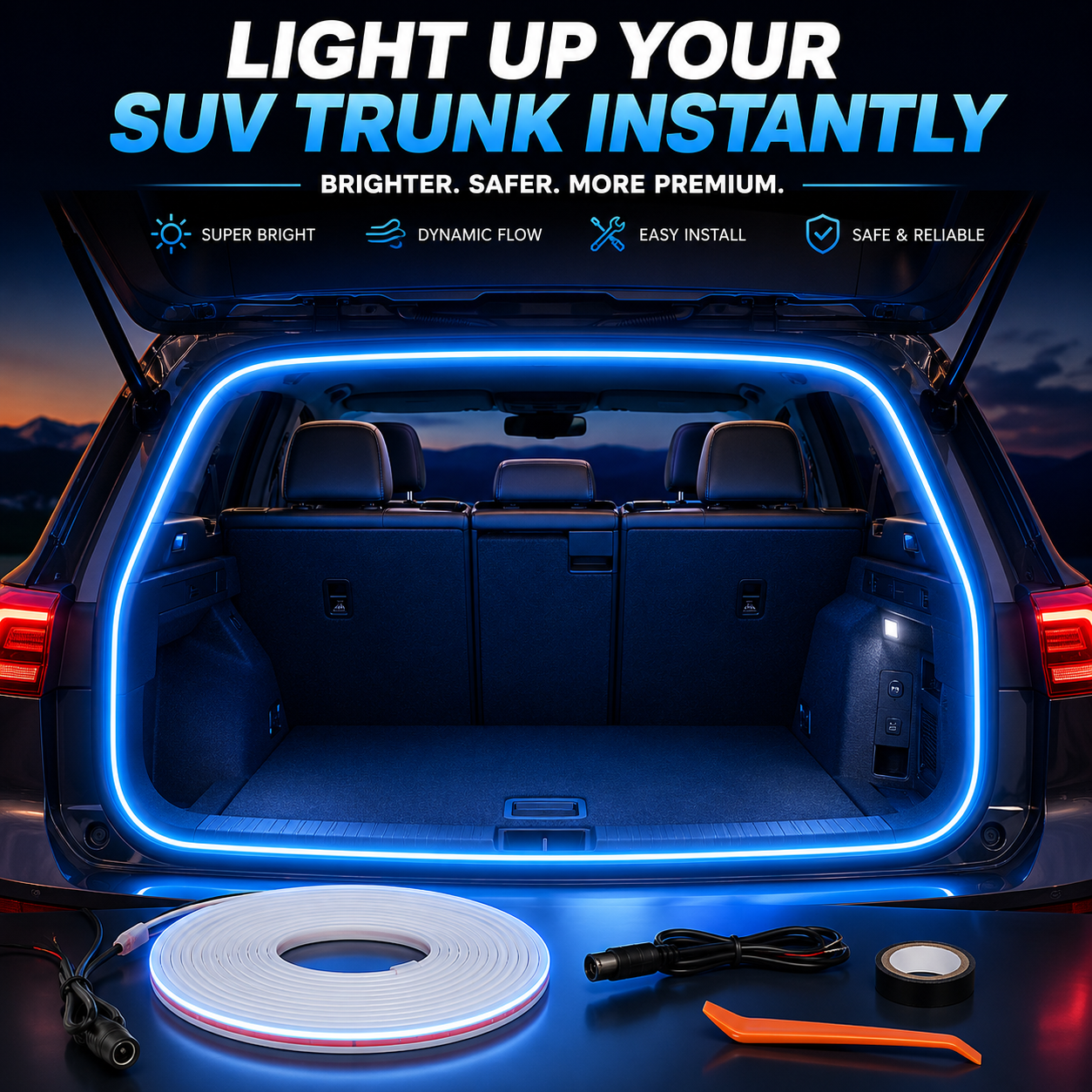 💡 SUV Trunk LED Light Strip | Dynamic Cargo Light Upgrade