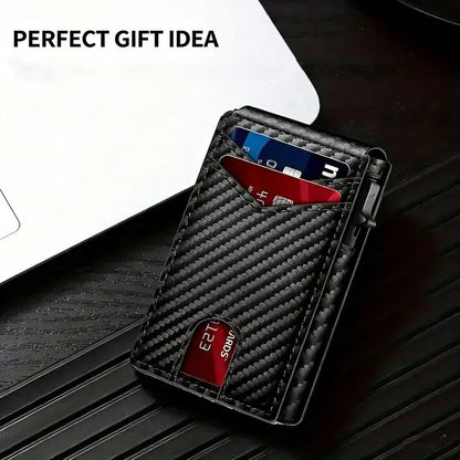 ⚡70K+ SOLD!-Wallet for Men - with Pop Up Aluminum Case Slim Leather Slots Credit Card Holder RFID Blocking Bifold Minimalist Wallet