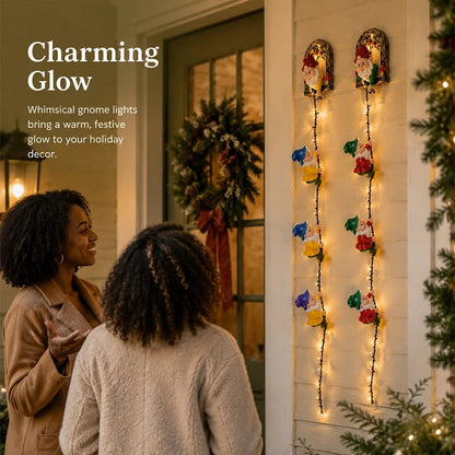Handmade Climbing Gnome Christmas StringLights, Indoor OutdoorWall Hanging Holiday Decor