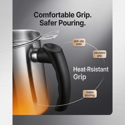 Stainless Steel Oil Strainer Pot-Say Goodbye to Waste, Hello to a Healthier Kitchen!