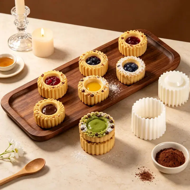 Sunflower-Patterned Round Hand-Press Mooncake Mold, French-Style Lace Pastry Mold, Food-Grade, Easy to Release, Reusable, Home-Use Ice-Skin Mung Bean Cake Embossing Mold, DIY Cookie and Pineapple Pastry Baking Tool, Multi-Piece Set, Cookie Molds