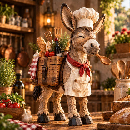 🫏 The Stubborn Little Chef — Carved Kitchen Donkey Figurine 🎁