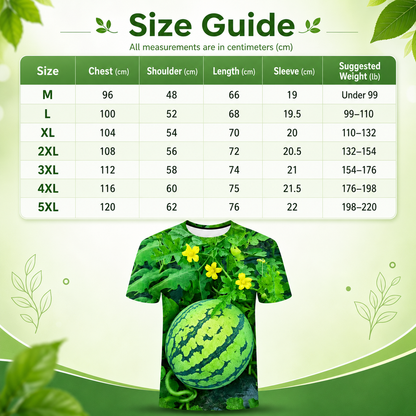 🍉 Funny 3D Watermelon Belly T-Shirt – Summer Novelty Graphic Tee