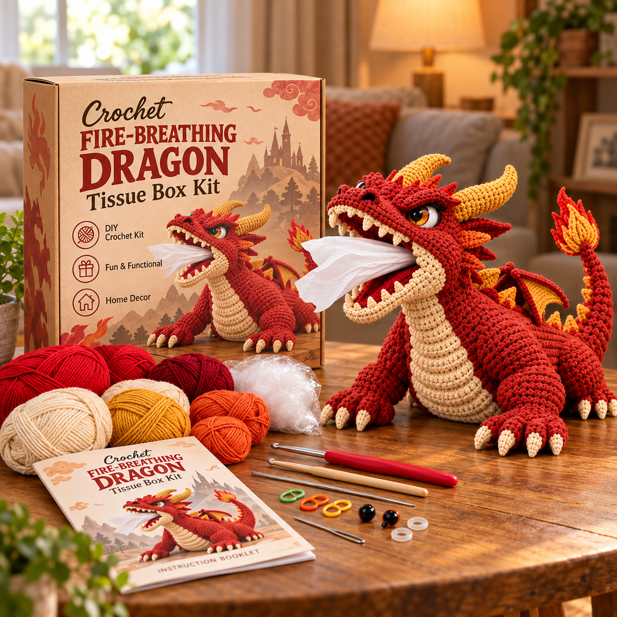 🐉 DIY Crochet Tissue Box Kit | Funny Fantasy Home Decor 🧶