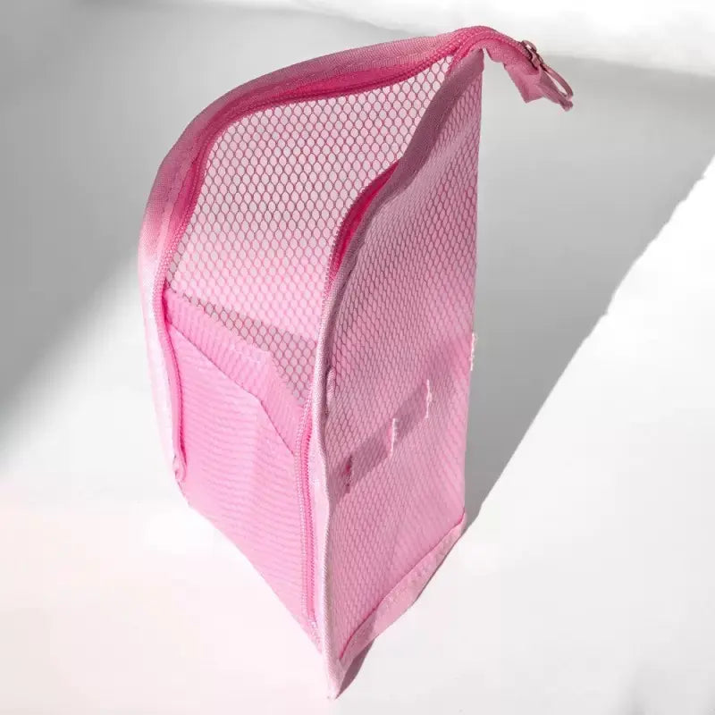 Mesh Zipper Toiletry Storage Pouch - Multi-Pocket Travel Cosmetic Organizer Bag for Bathroom Counter, Vacation Use
