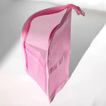 Mesh Zipper Toiletry Storage Pouch - Multi-Pocket Travel Cosmetic Organizer Bag for Bathroom Counter, Vacation Use