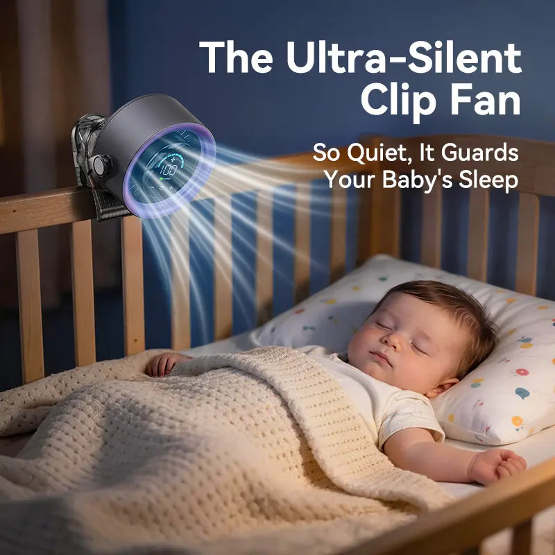 4000mAh 360° Rotatable Clip Fan with LED Display