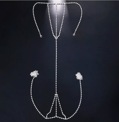 Women's Sexy Rhinestone Mesh Thong
