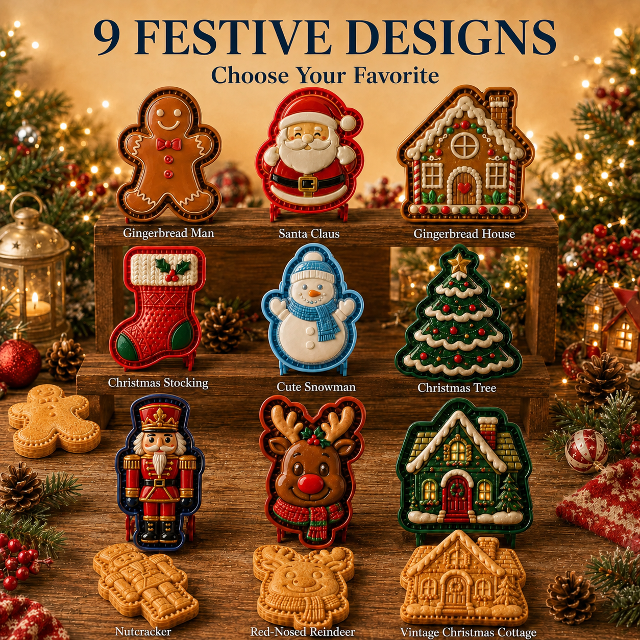 🎄Christmas Mini Pie Mold Collection – 9 Reusable Embossed Holiday Designs