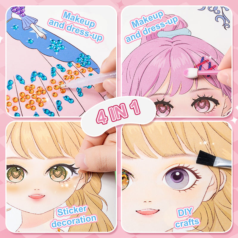 🎨Buy 2 Free Shipping👗Special Diamond Painting & Princess Book Makeup Craft Kits Foil Art Books Set Play on Paper